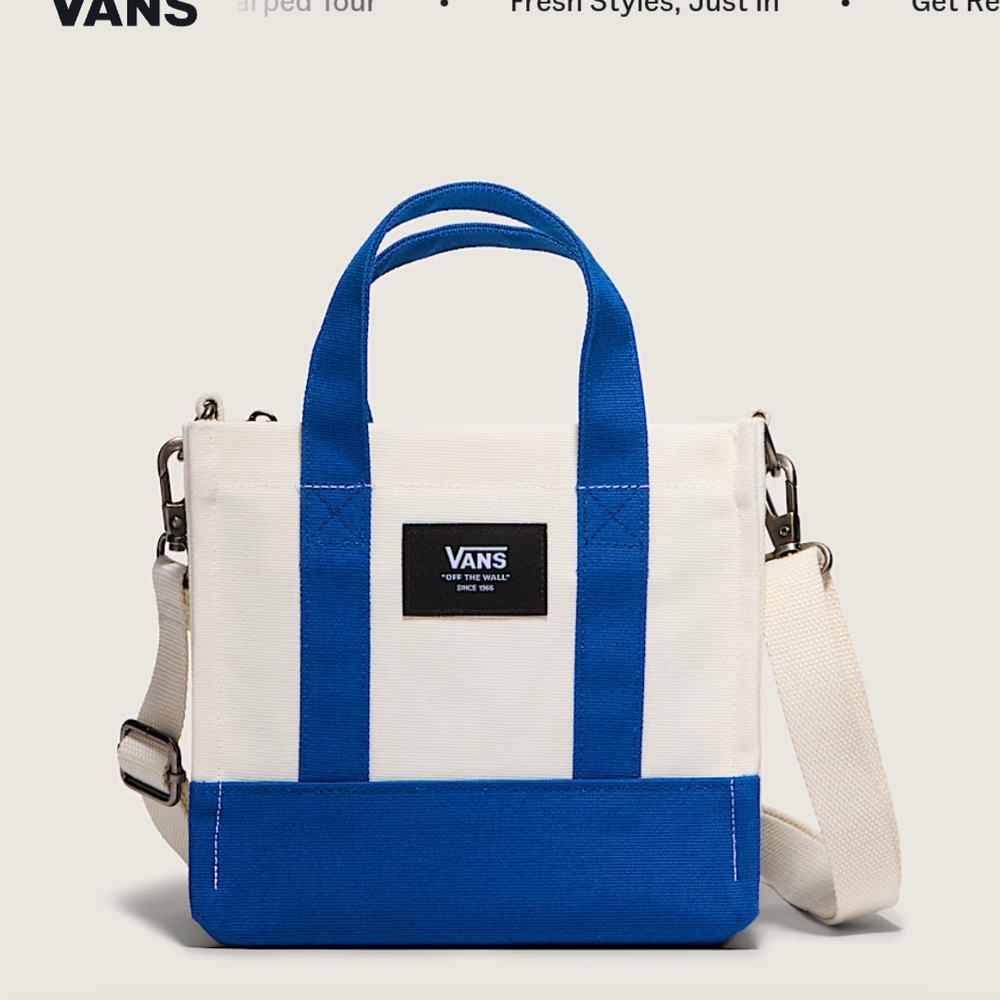 Vans Blue and White Messenger Bag Durable Canvas